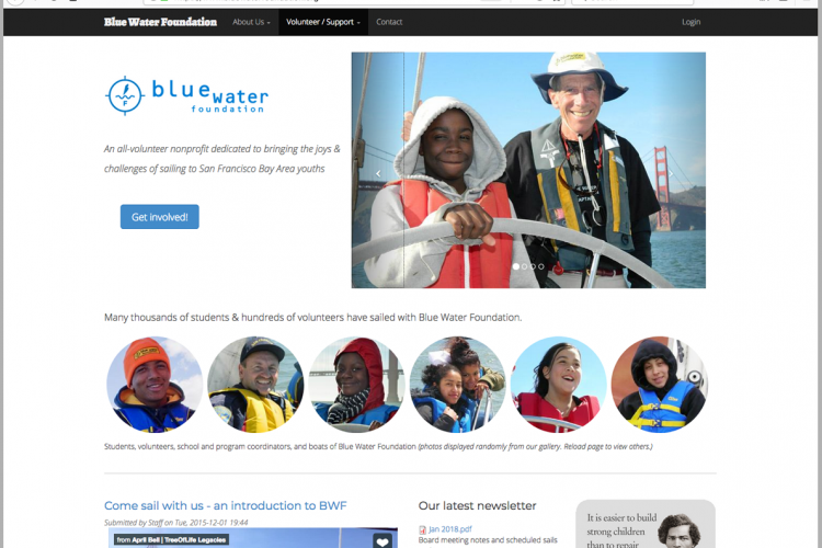 The Blue Water Foundation website